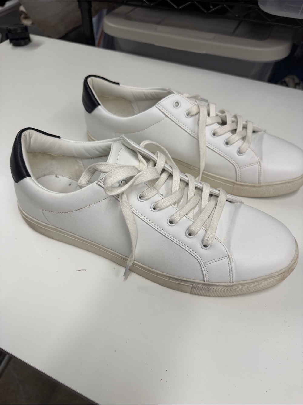 Tahari White Sneakers with Black Heel Tab